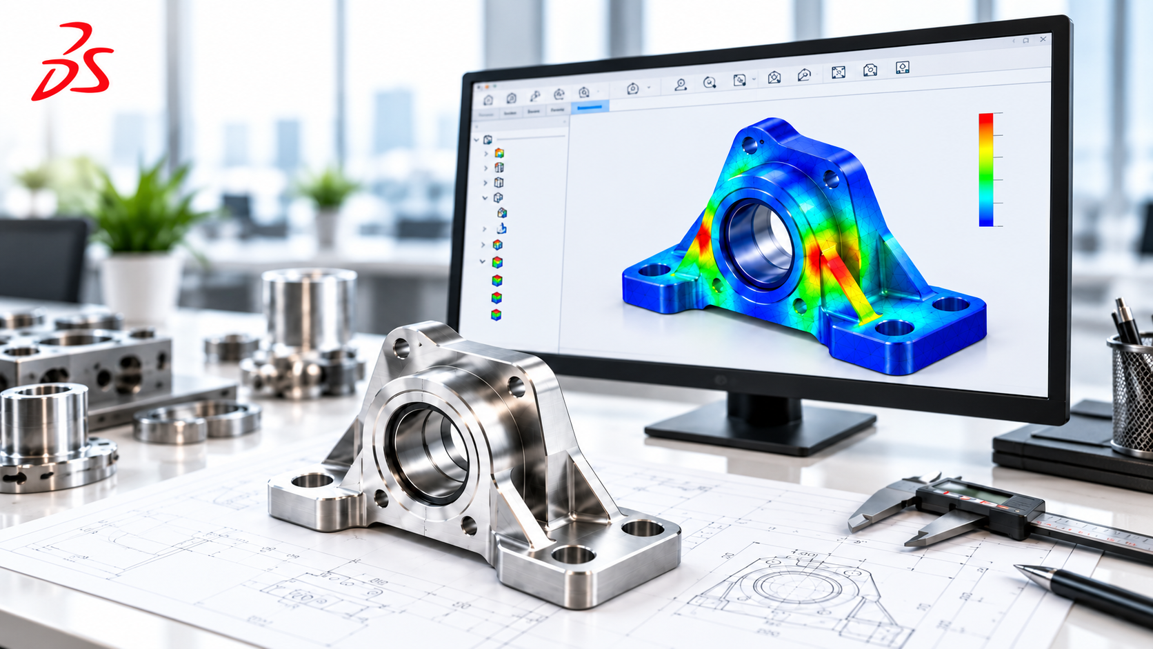 Illustrative engineering study for Engineering Simulation with SolidWorks
